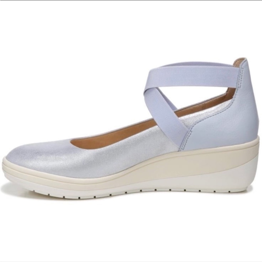 Vionic Ellery Nubuck Women's Supportive Wedge Slip on Shoe Size 8 Silver